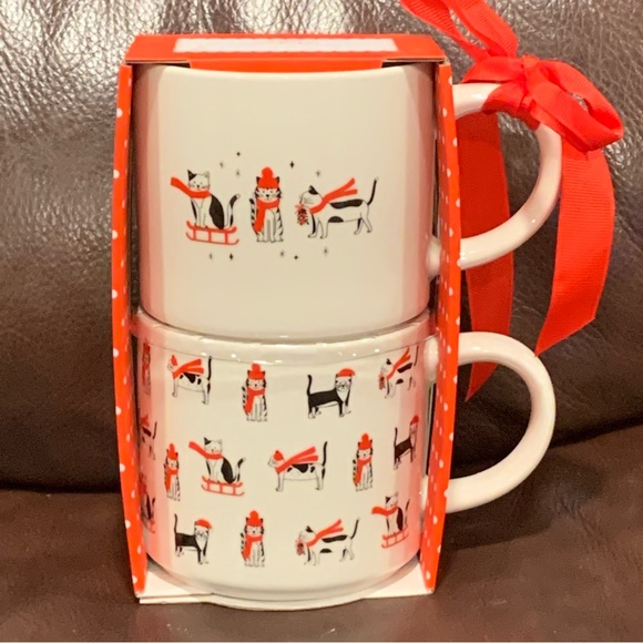 Winter Cats 16oz Ceramic Christmas Mug Set - Elum Designs Home Collection
